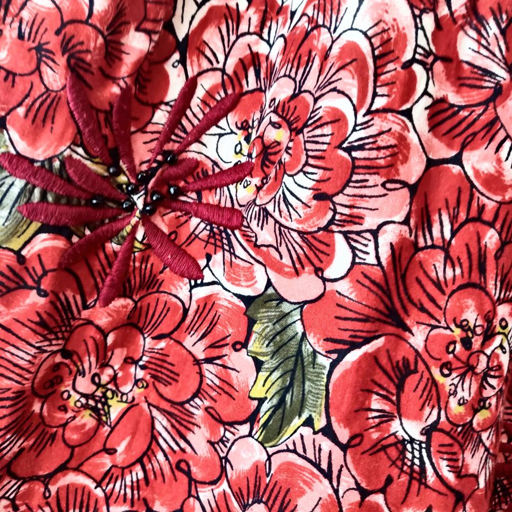 Edme Esyllte Anthropologie Womens Floral Mid Creation Beads Skirt Altered 4 - Picture 4 of 9